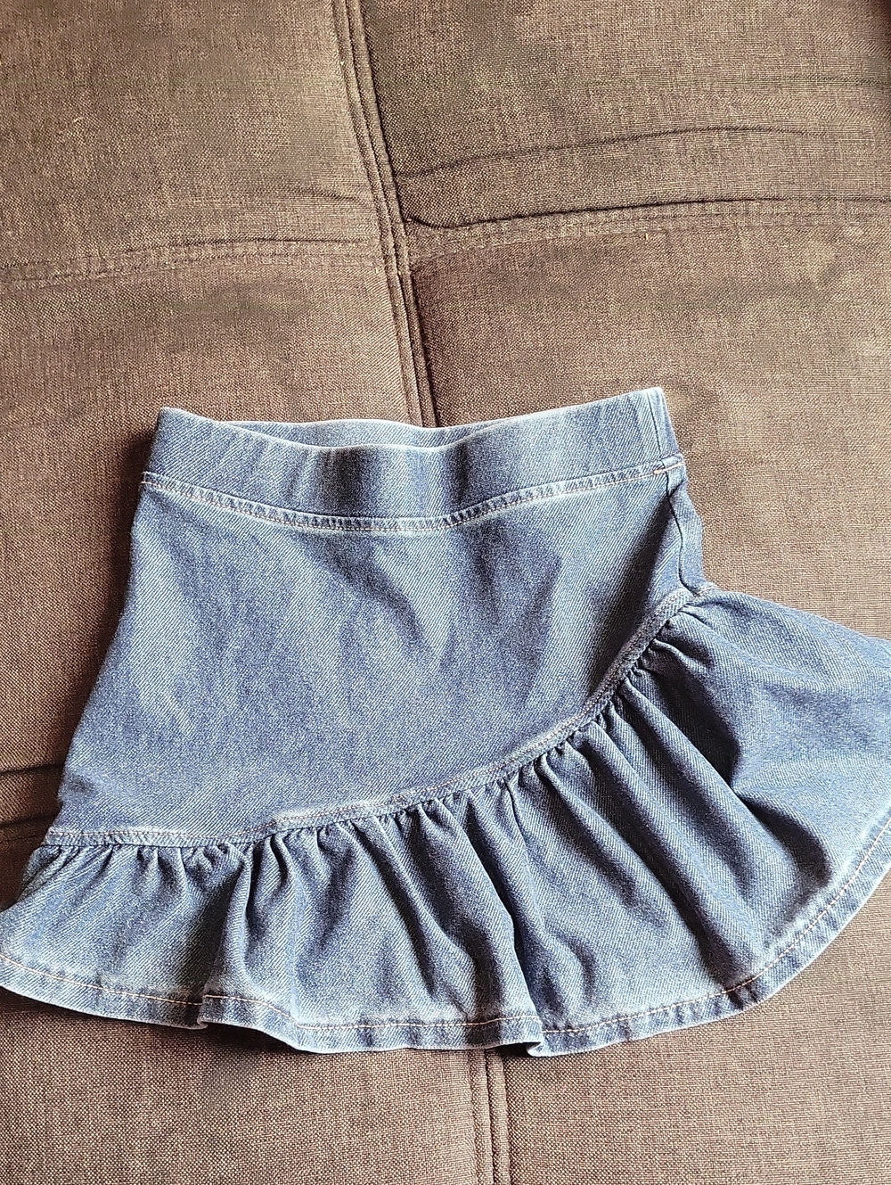 H&M Light Blue Asymmetrical Ruffle Denim Skirt